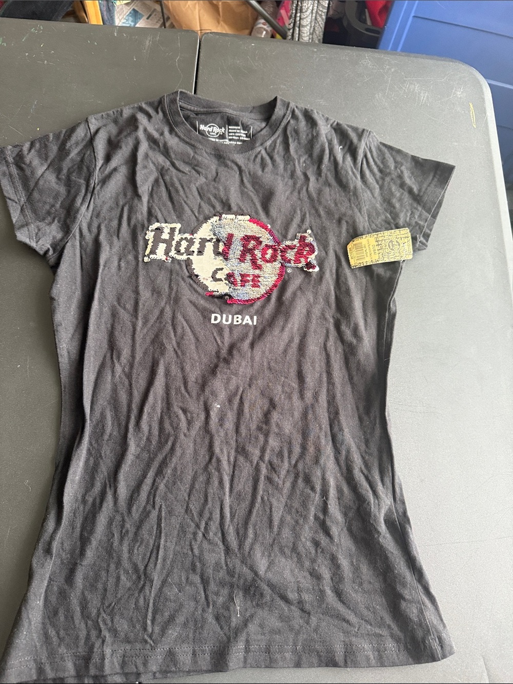 Hard Rock Cafe Black Tee with White and Red Logo